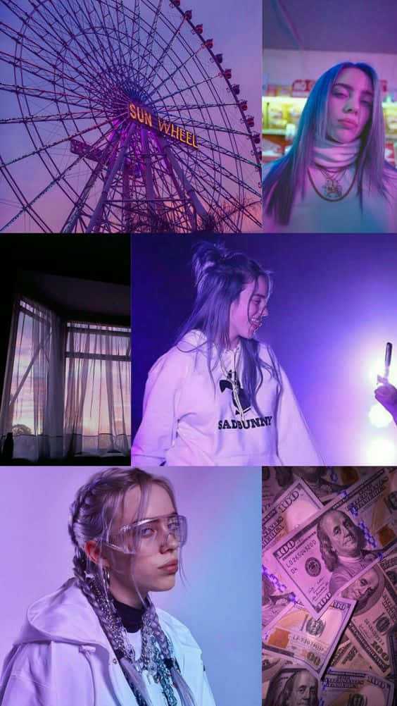 Lilac-hued Headphones On The Rising Pop Star Billie Eilish Wallpaper