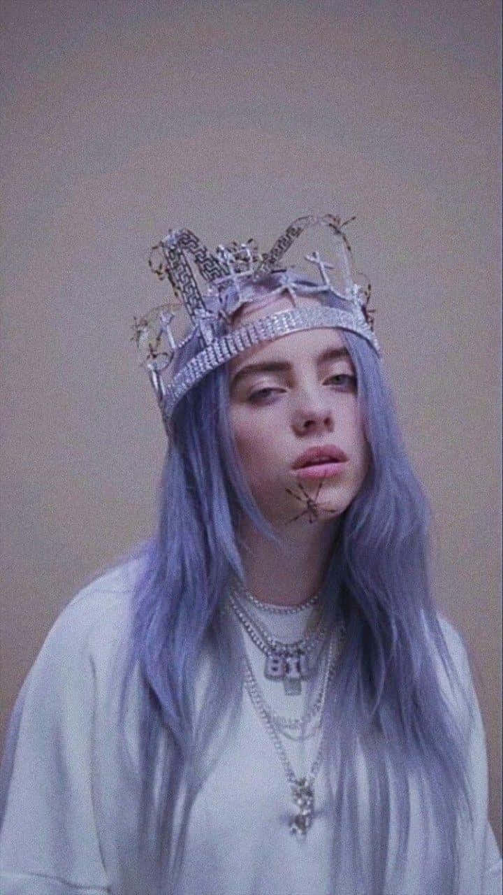 Billie Eilish Purple Wearing Crown Wallpaper