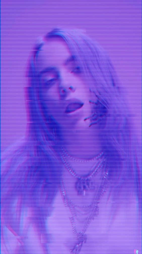 Billie Eilish Purple Tv Effect Wallpaper