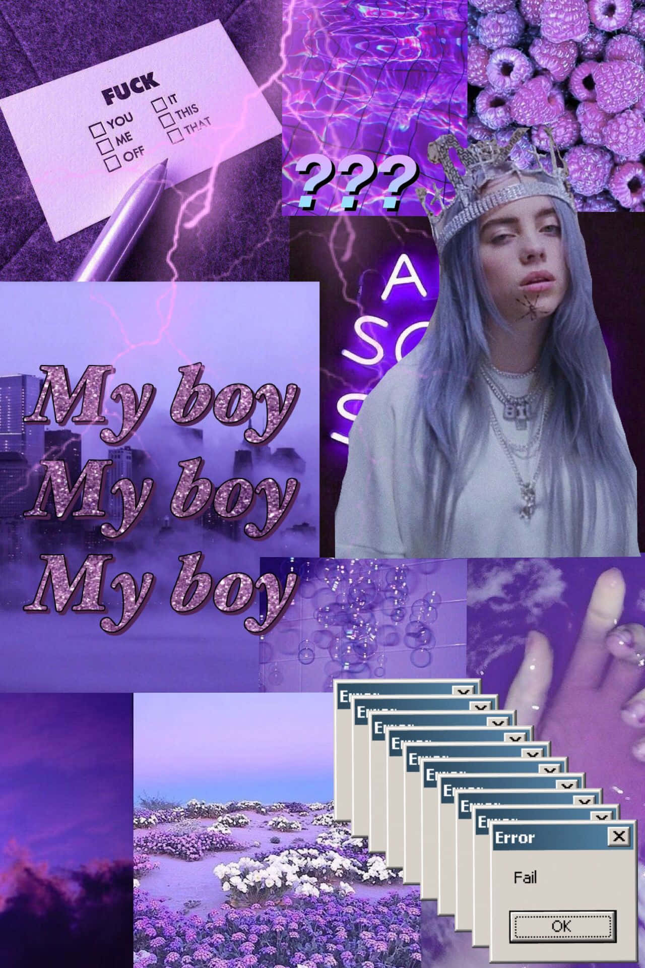 Billie Eilish Wearing Purple And A Crown Of Daisies Wallpaper