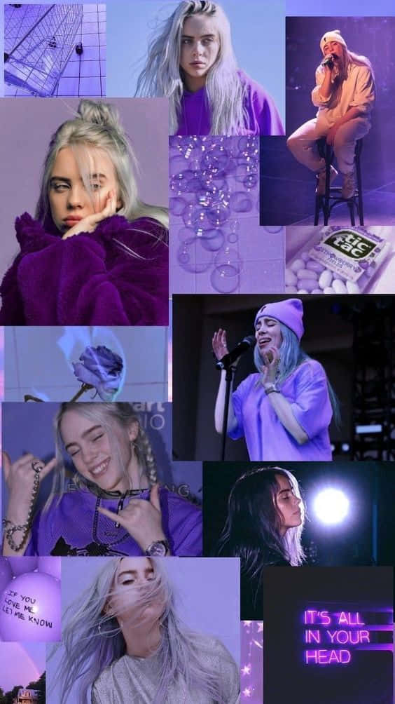 Billie Eilish Purple Collage Wallpaper