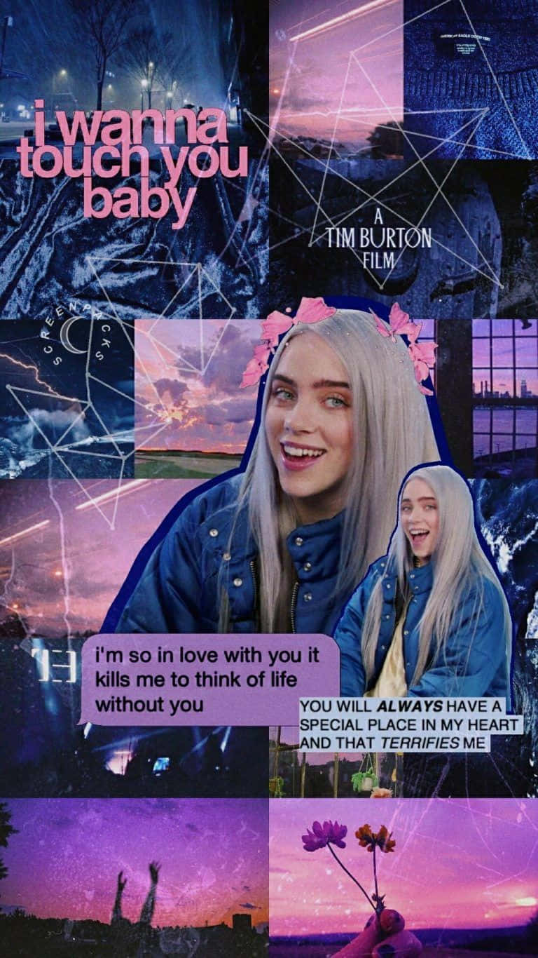 Billie Eilish In A Purple Outfit Wallpaper