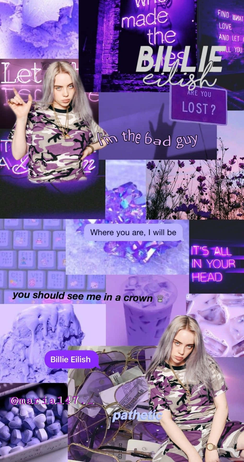 Billie Eilish Poses In A Purple Outfit Wallpaper