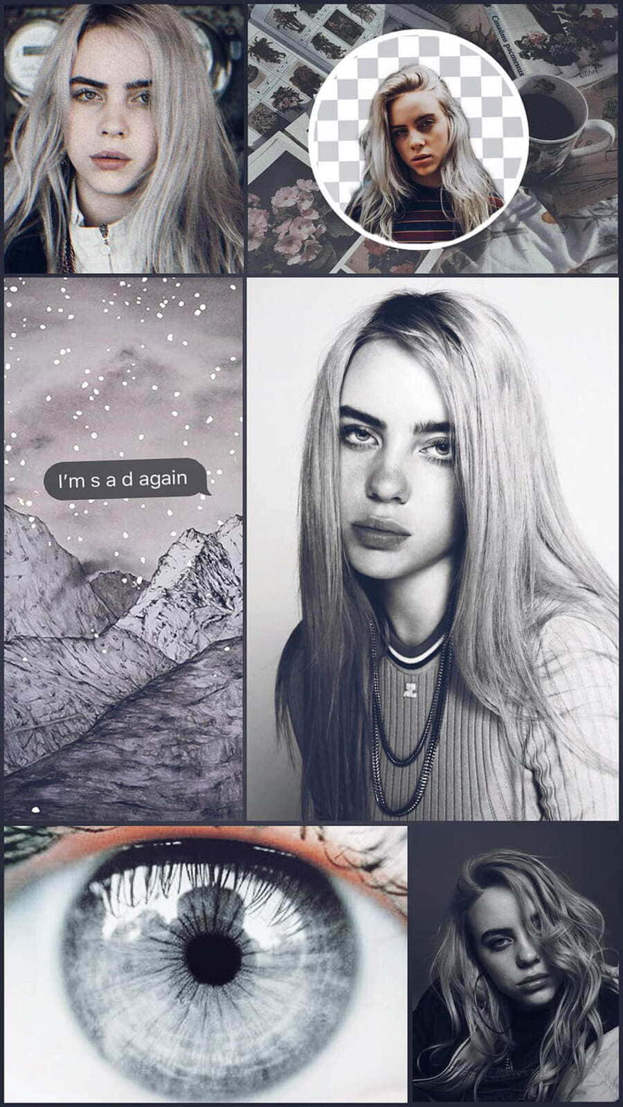 Billie Eilish Sad Mood Collage Wallpaper