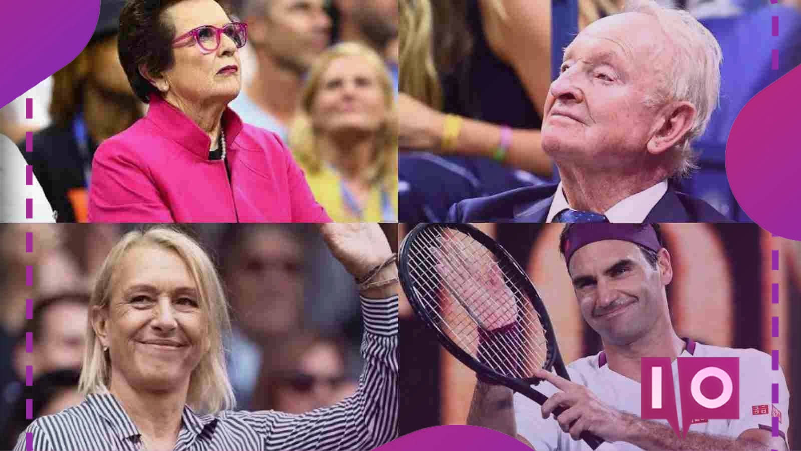 Billiejean King, Rod Laver, Martin Navratilova Y Roger Federer. Fondo de pantalla