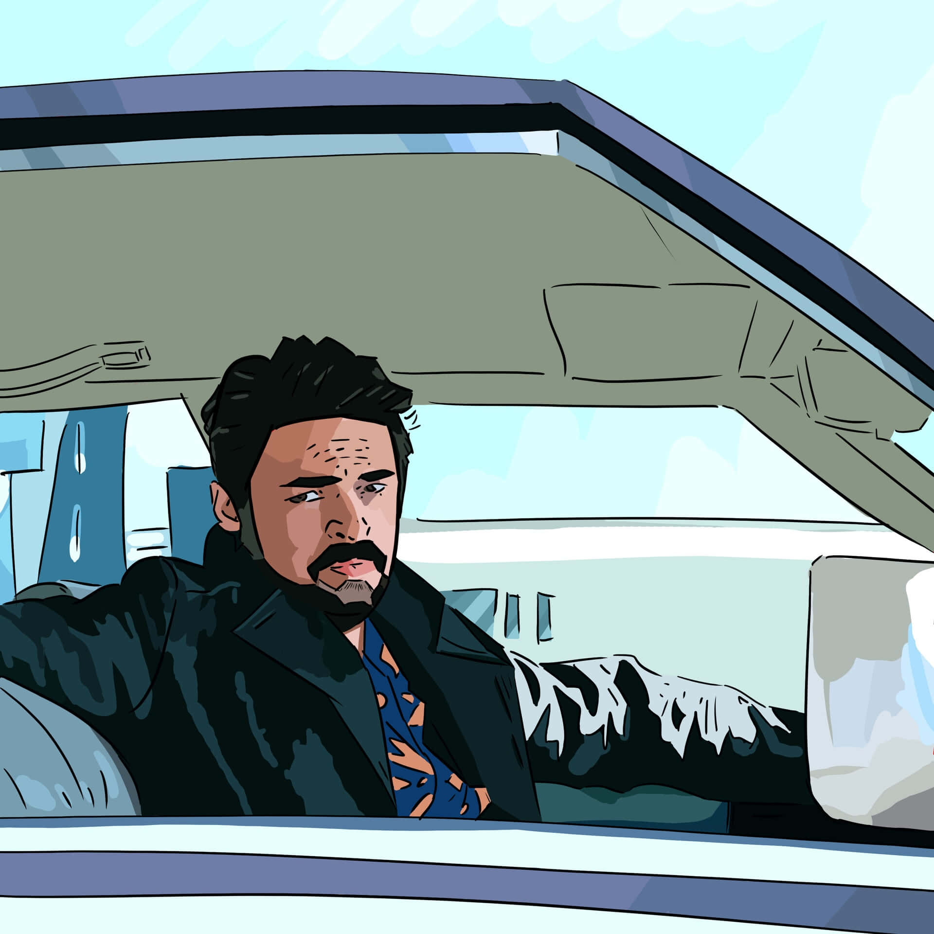 Billy Butcher Driving Illustration Wallpaper