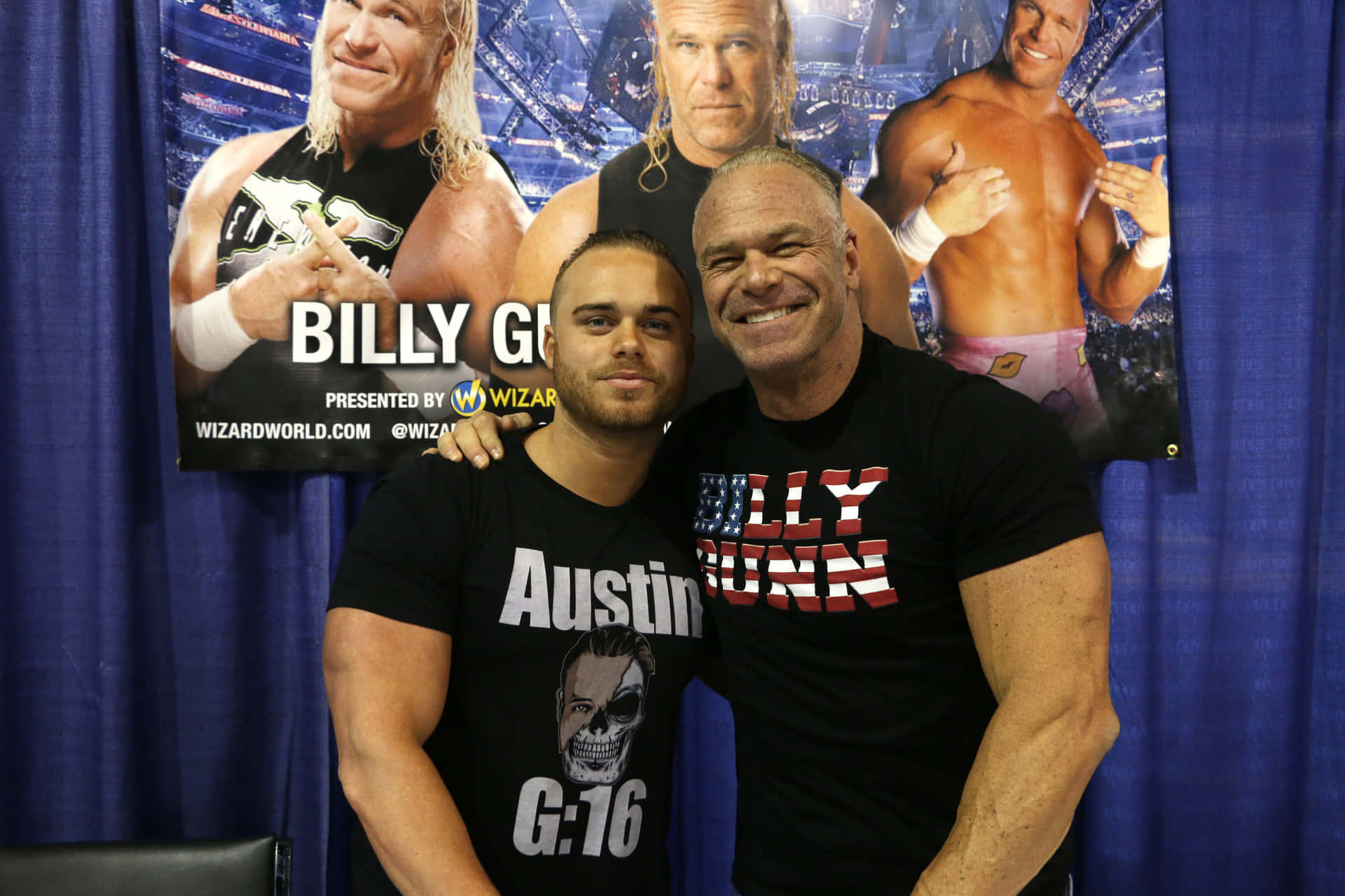 Billy Gunn Posing With His Son Austin Gunn Background