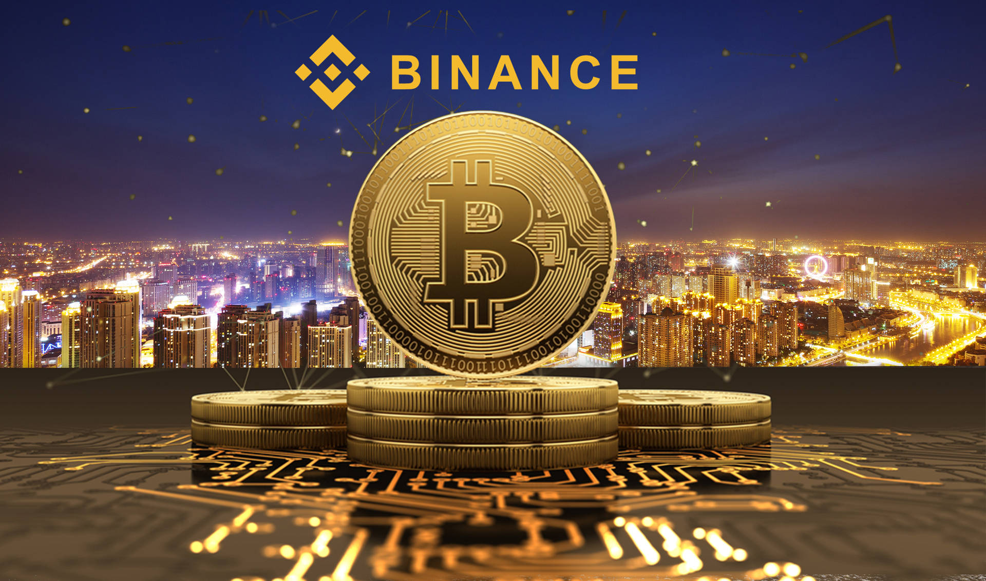 Binance Gold Coin Stack Background
