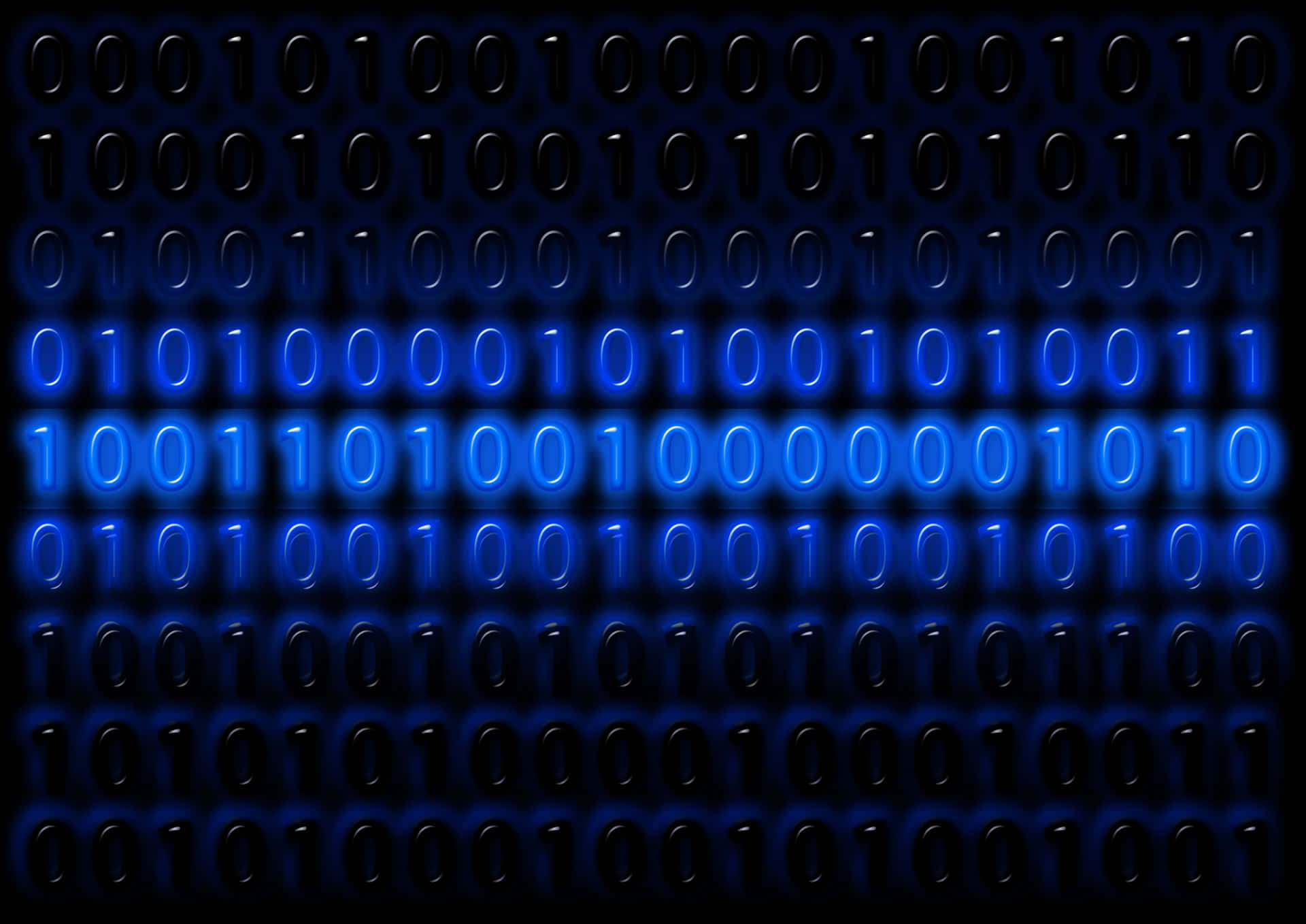 Binary In Neon Blue Wallpaper