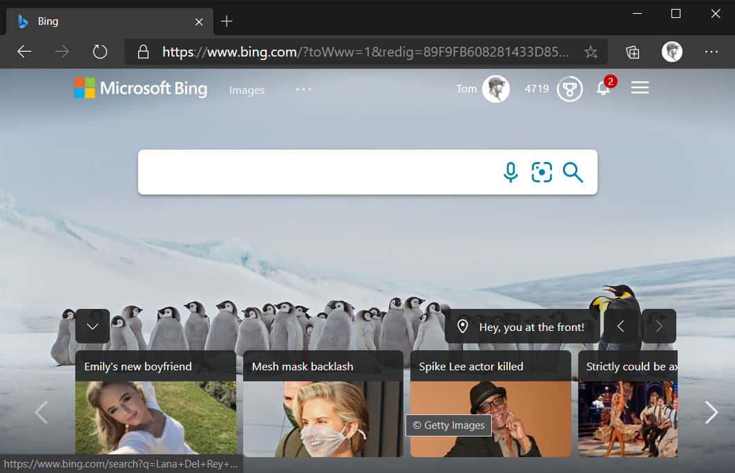 Microsoft Bing-browser på en computer-skærm