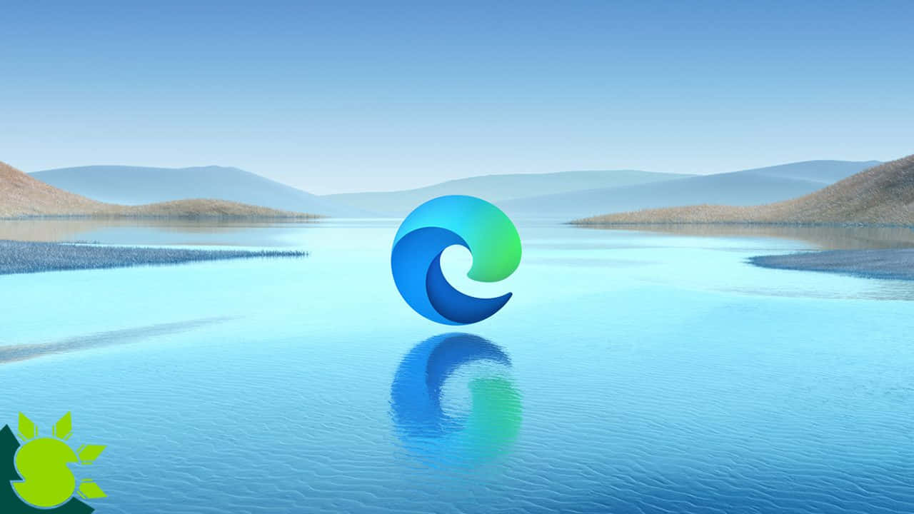 A Logo Of A Browser On A Lake