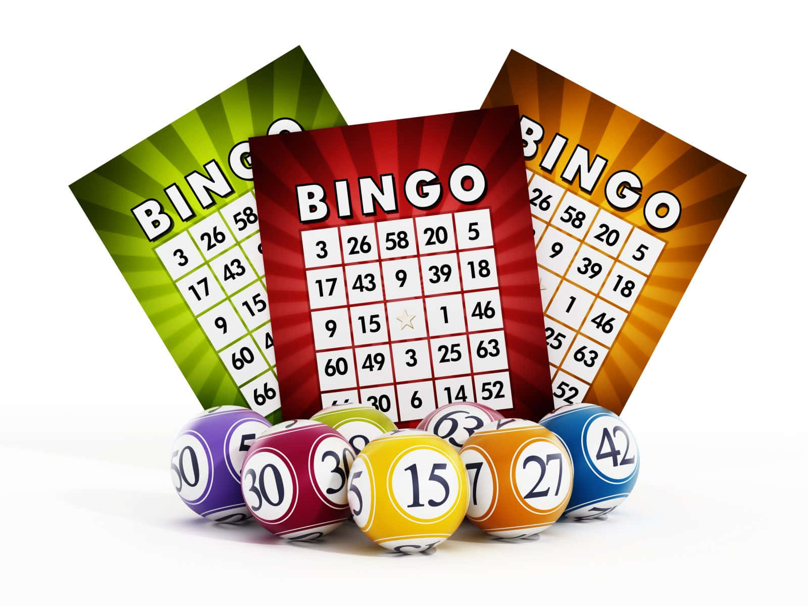 Bingo Cards And Balls On A White Background