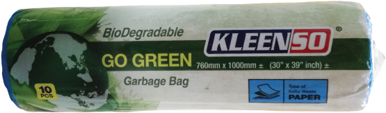 Biodegradable K L E E N S O Garbage Bag Packaging PNG