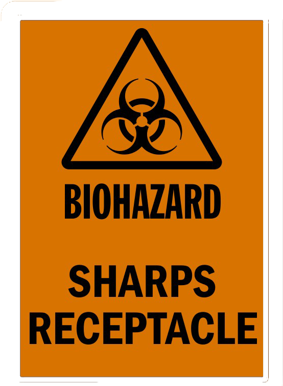 Biohazard Sharps Receptacle Sign PNG