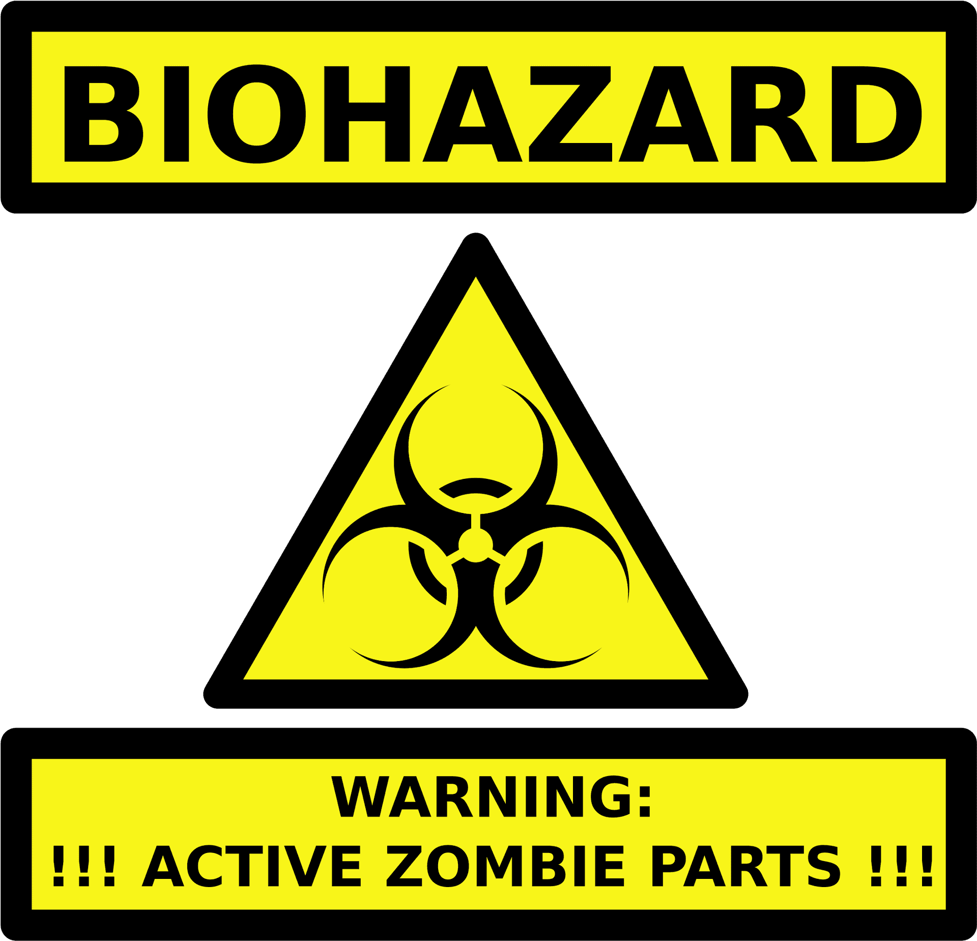 Biohazard Zombie Warning Sign PNG