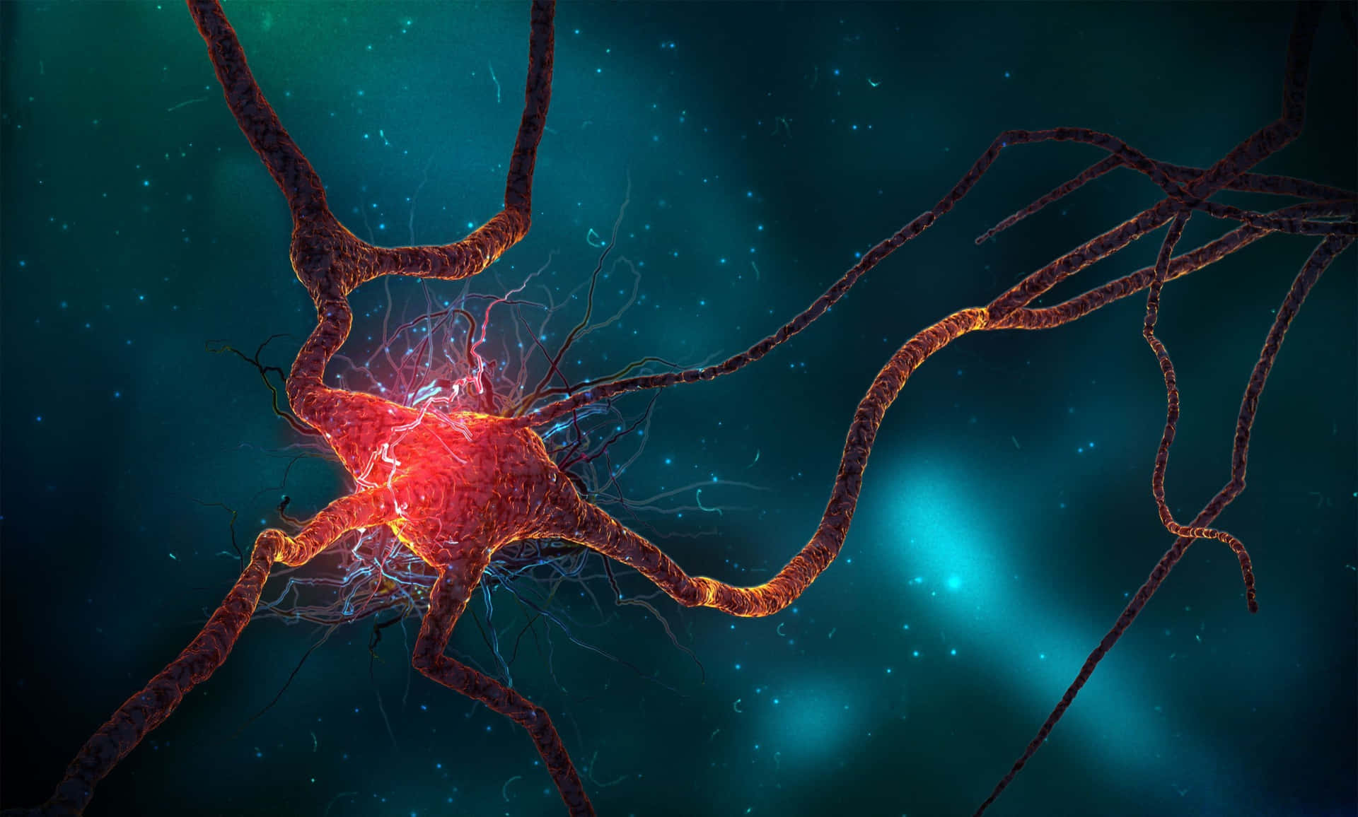 Imagende Biología De Neurona Con Luz Roja