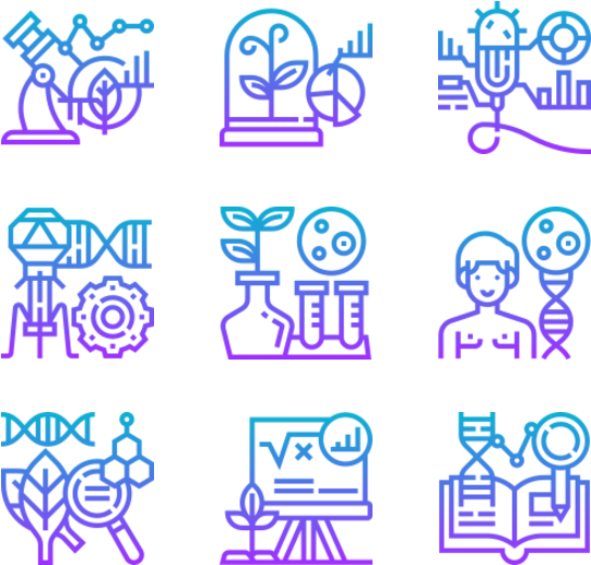 Biology Research Icons Set PNG