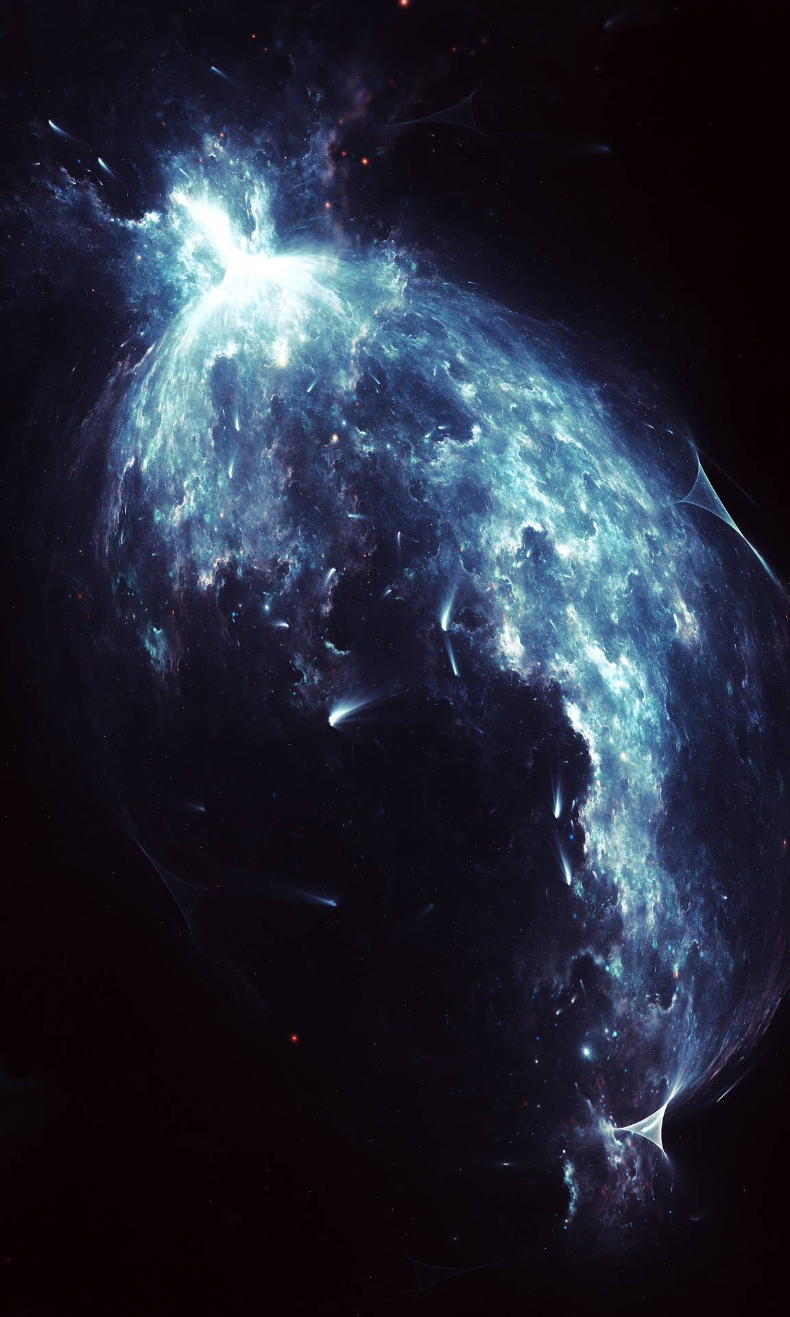 Bioluminescent Explosion Fractal Design Wallpaper