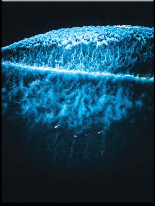 Bioluminescent Wave Under Starlight PNG