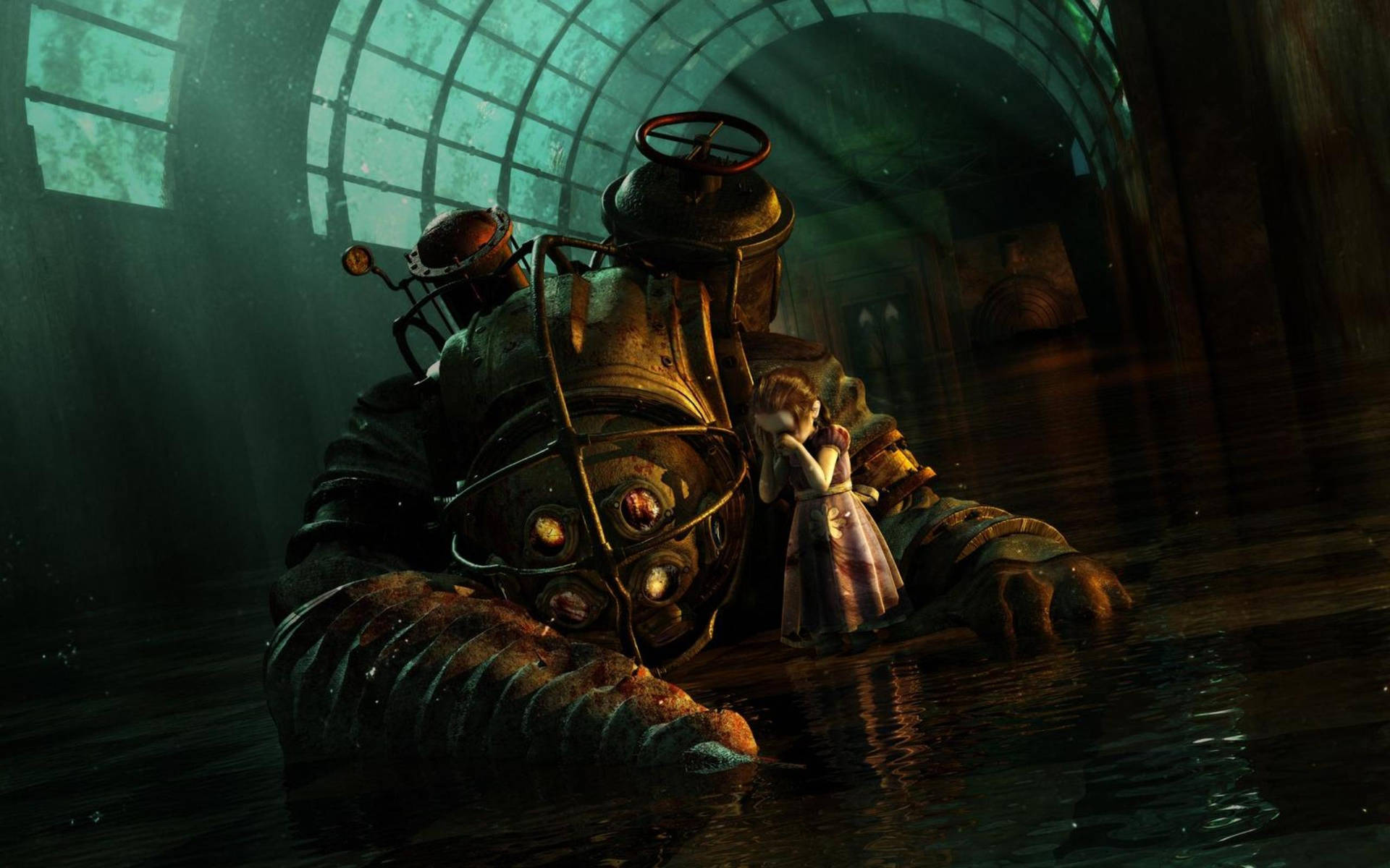 BioShock 4k Sørgemask Big Daddy Kulisser. Wallpaper