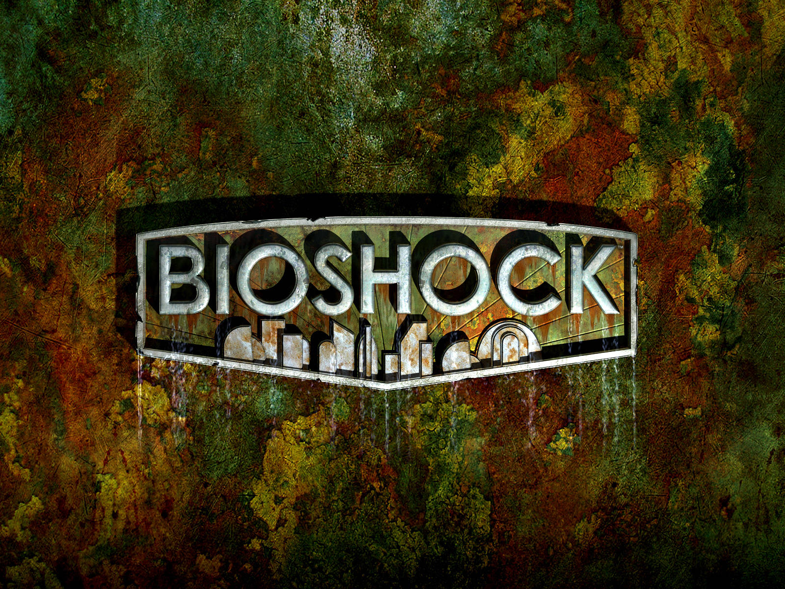 Bioshock 4k Rusted Logo Tapet: Få dette 4K-rustet logo tapet for at fremkalde en visuel og rustik stemning. Wallpaper