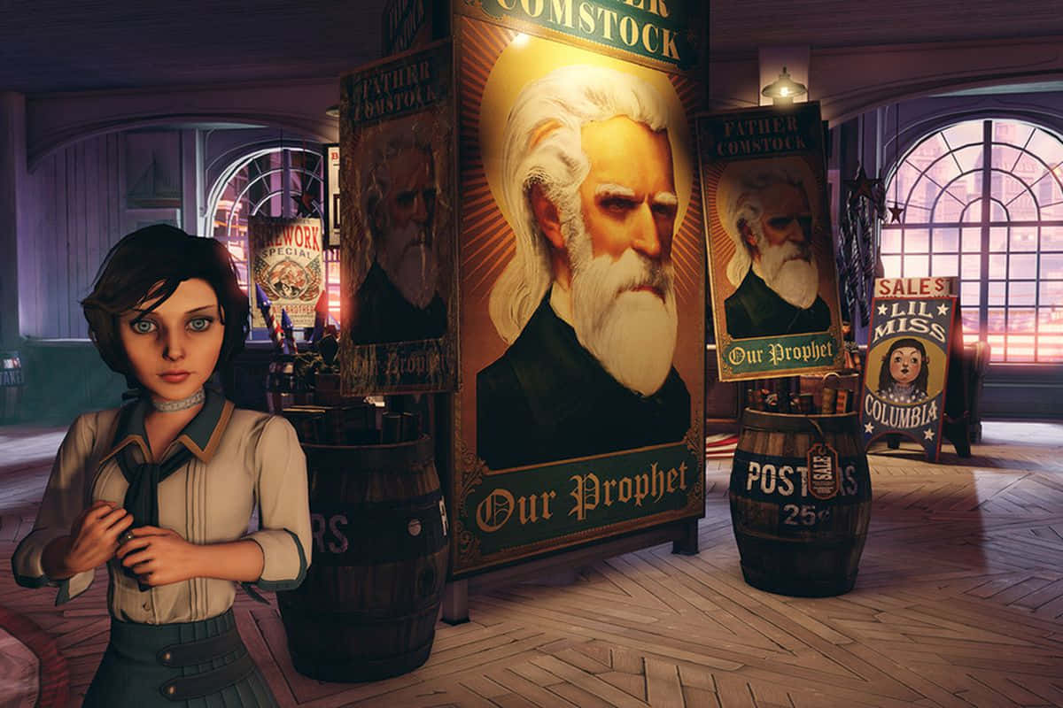 The Iconic Characters of Bioshock in an Artistic Representation Wallpaper