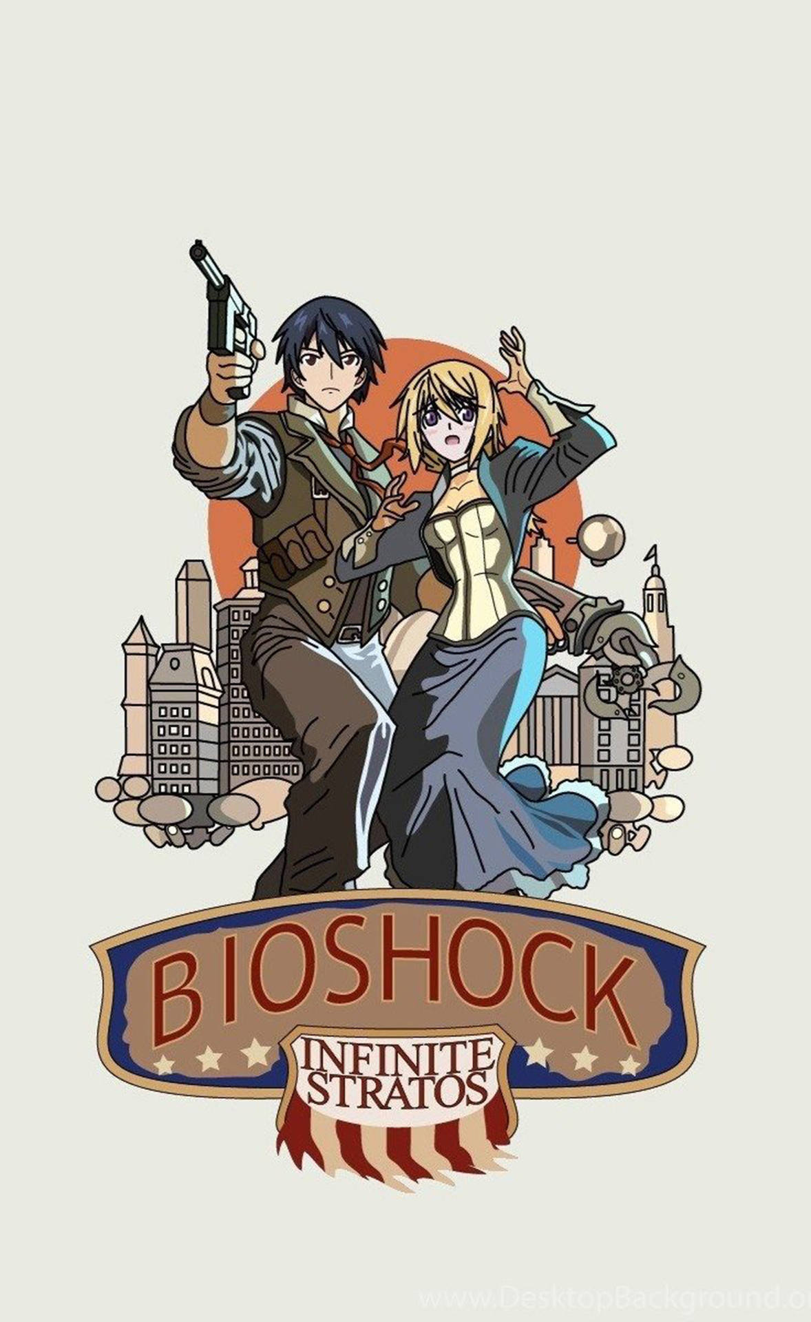 Bioshock Infinite iPhone Tegneserie Kunst Tapet: Wallpaper