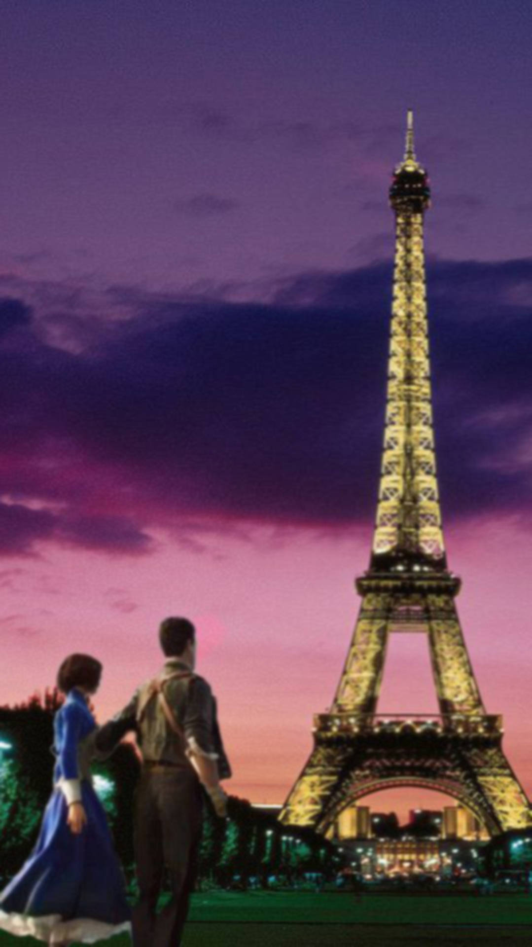 Bioshockinfinite En El Iphone Con La Torre Eiffel. Fondo de pantalla