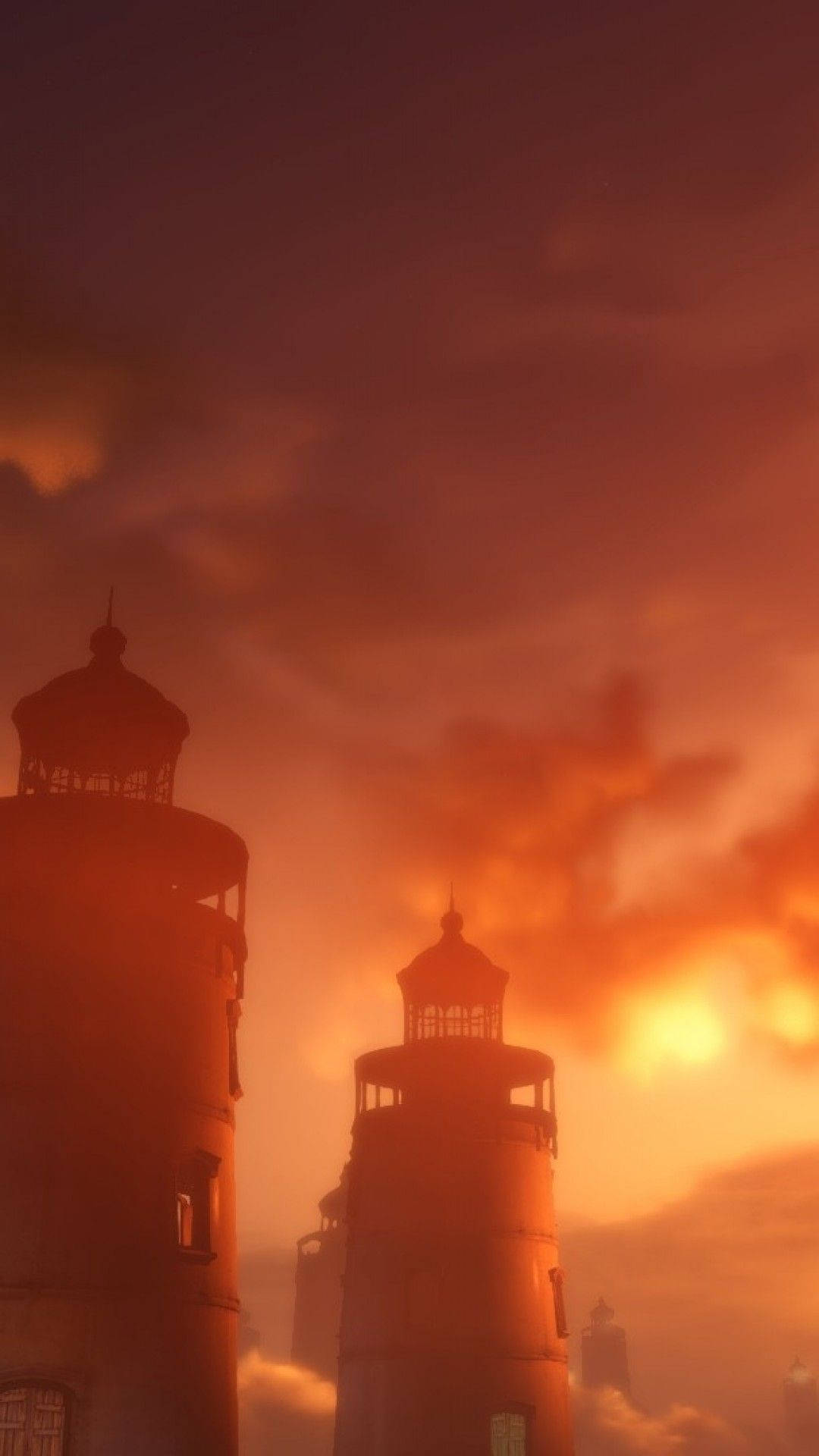 Bioshock Infinite Iphone Lighthouses Sunset Wallpaper