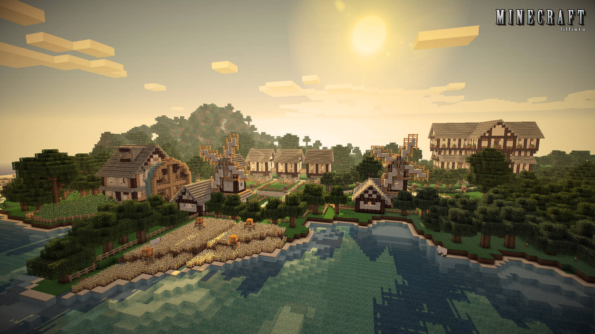 Birch Wood Mansion And Village Minecraft Hd Background
