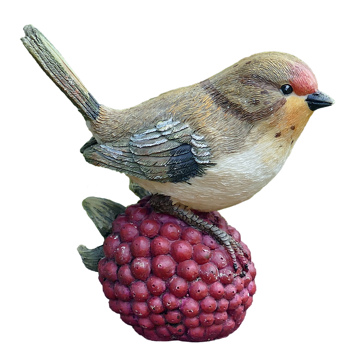 Bird Figurineon Raspberry Sculpture.png PNG