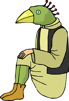 Bird Headed Humanoid Illustration PNG