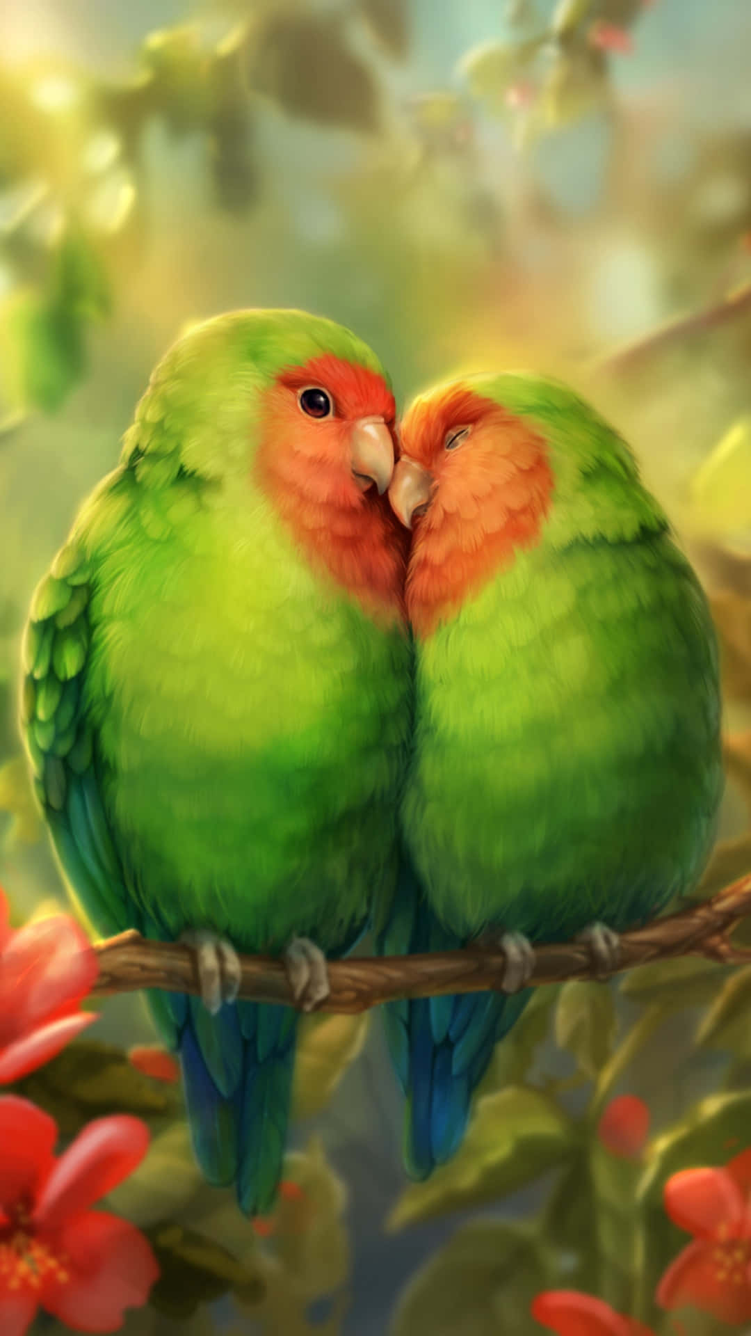 Ilustraciónde Un Pájaro Verde Para Iphone Fondo de pantalla