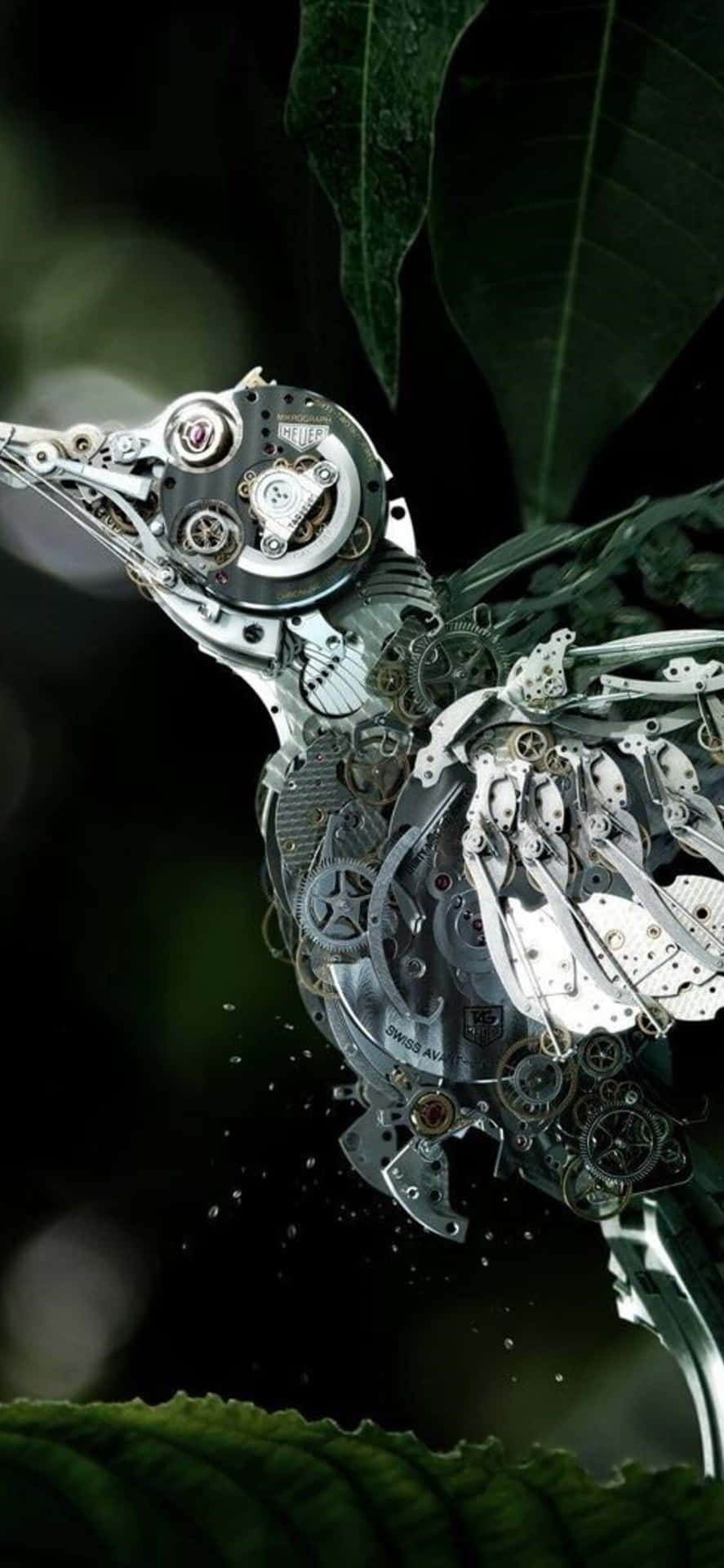 Digital Kunst Af Mekanisk Summende Fugl til iPhone Baggrundsbillede Wallpaper