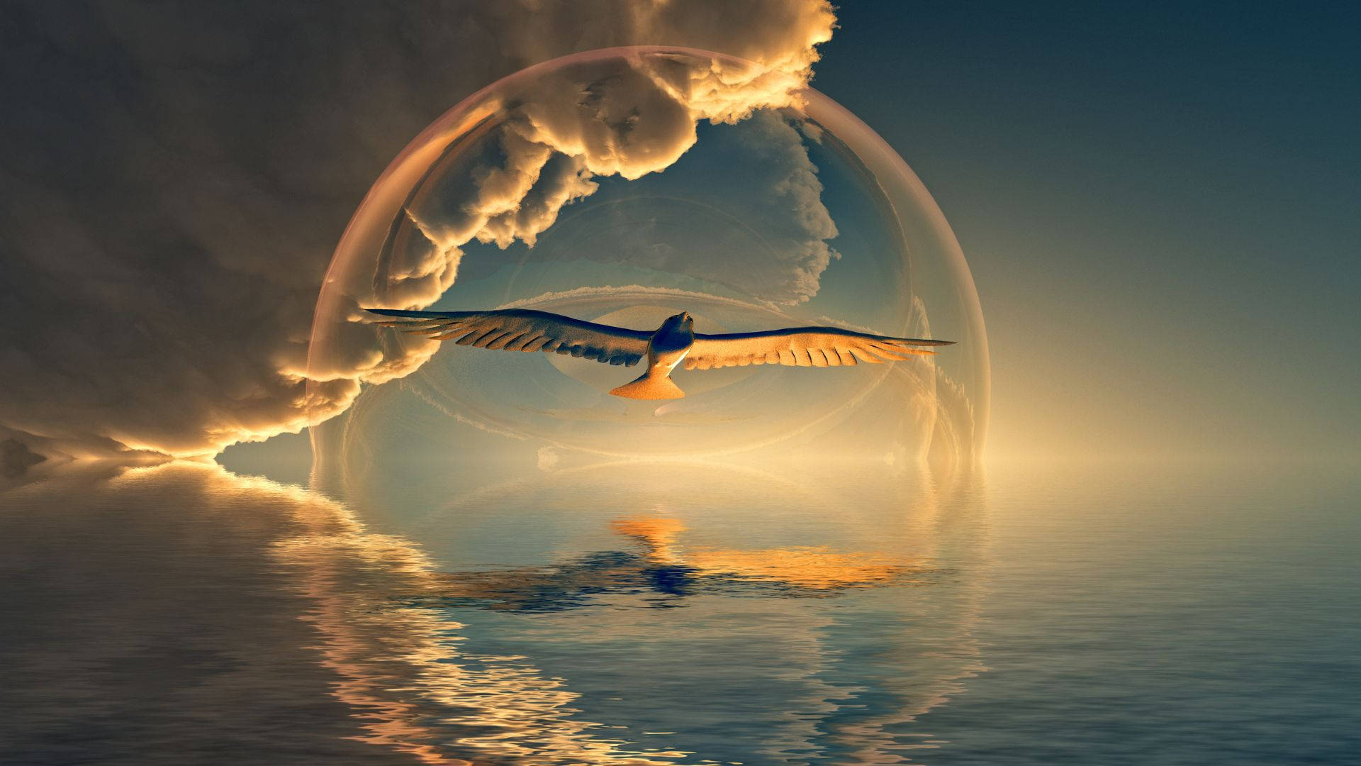 Bird Spirit Flying In A Bubble Wallpaper