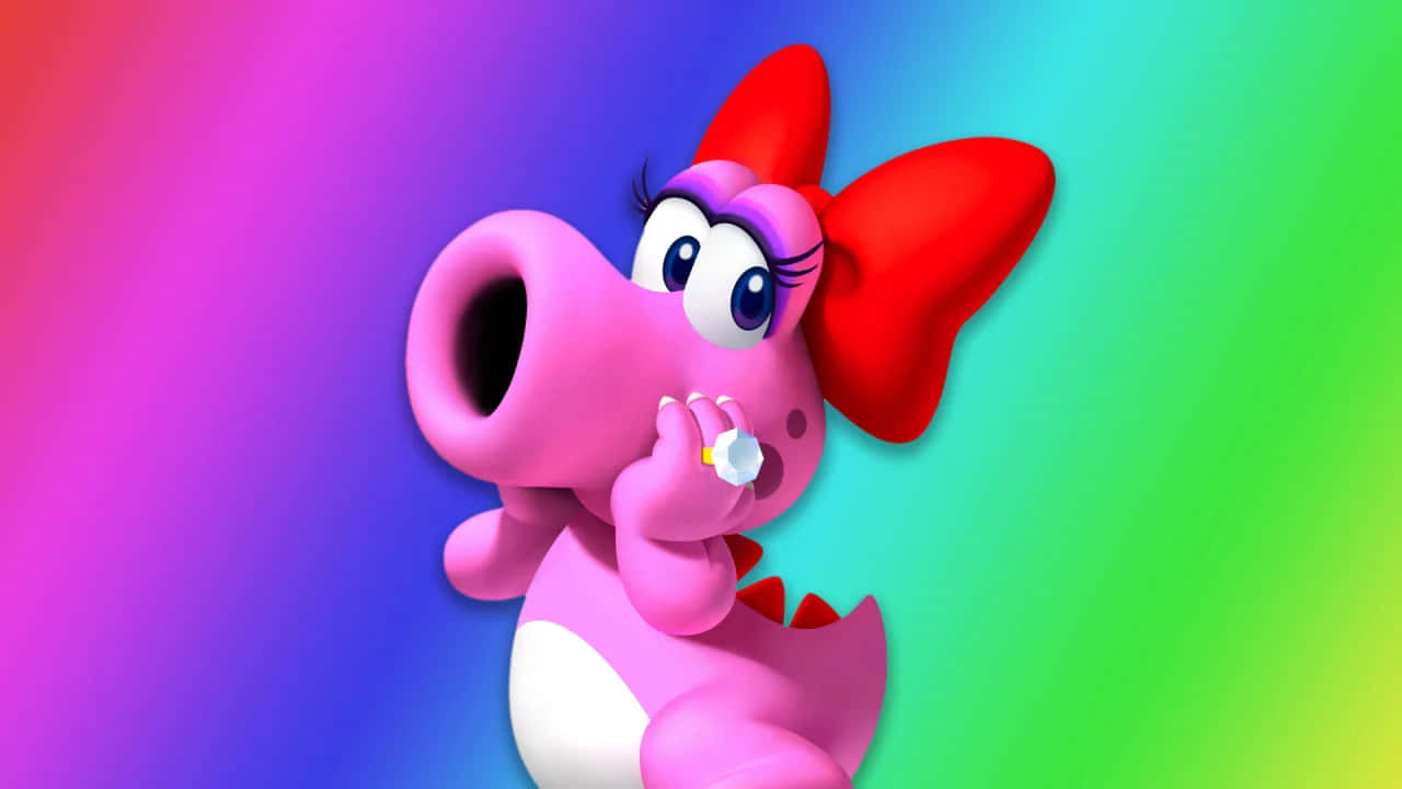 Birdoadopta Una Pose - Personaje De Nintendo En Colores Vibrantes Fondo de pantalla