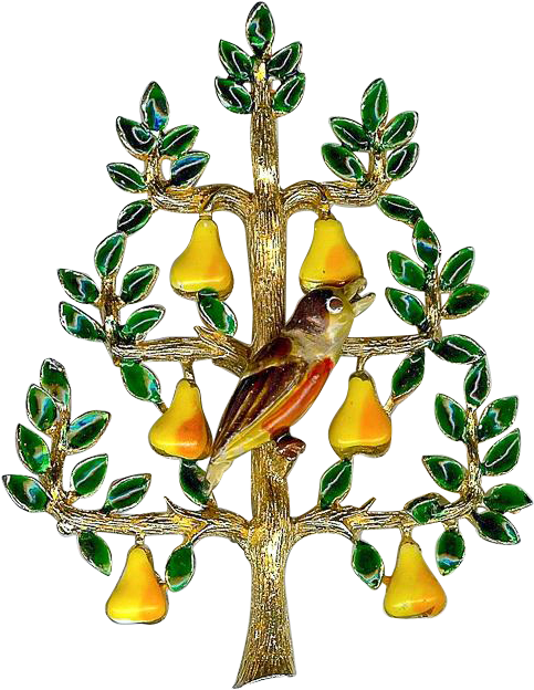 Birdon Pear Tree Brooch PNG