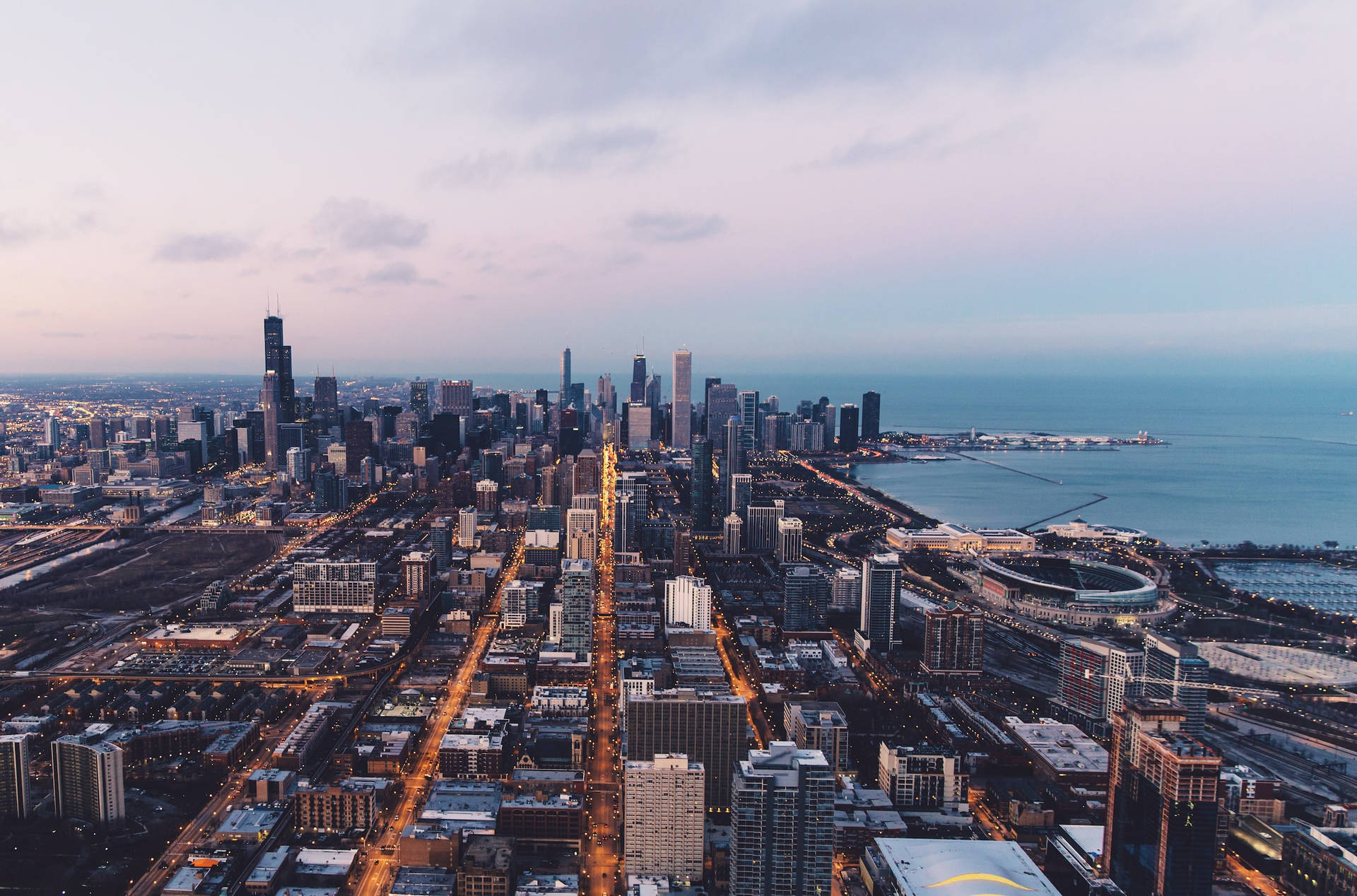 Bird’s Eye View The City Of Chicago Skyline Wallpaper