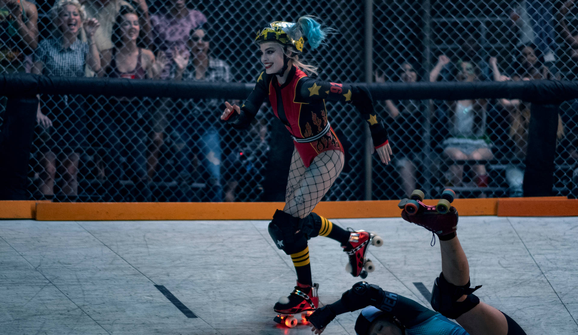Captivating Harley Quinn Rocking Roller Skates in Birds of Prey Wallpaper