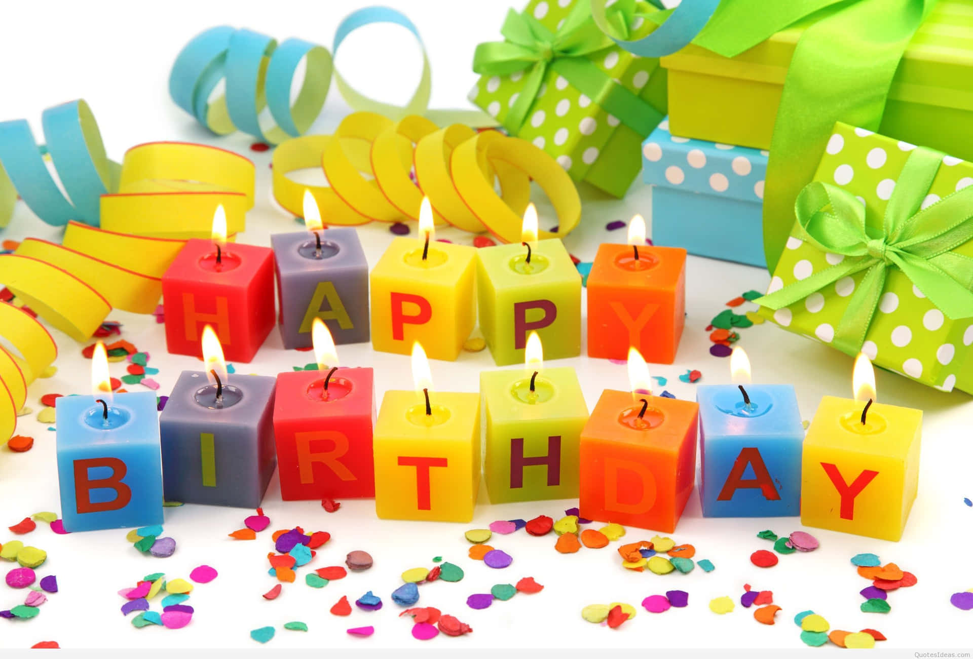 Colorful And Lit Birthday Candles Background