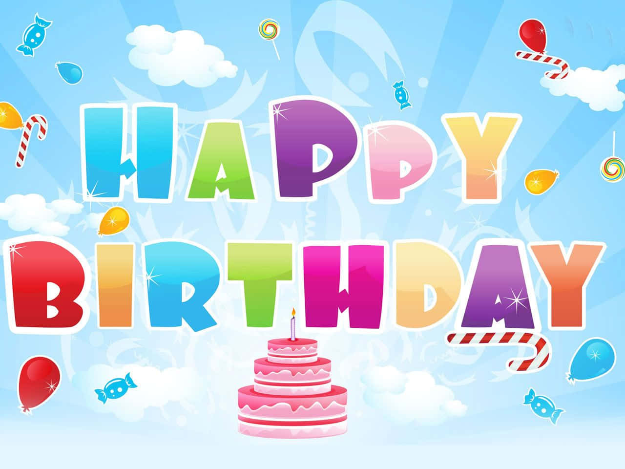 Cartoon Sky Happy Birthday Greeting Background
