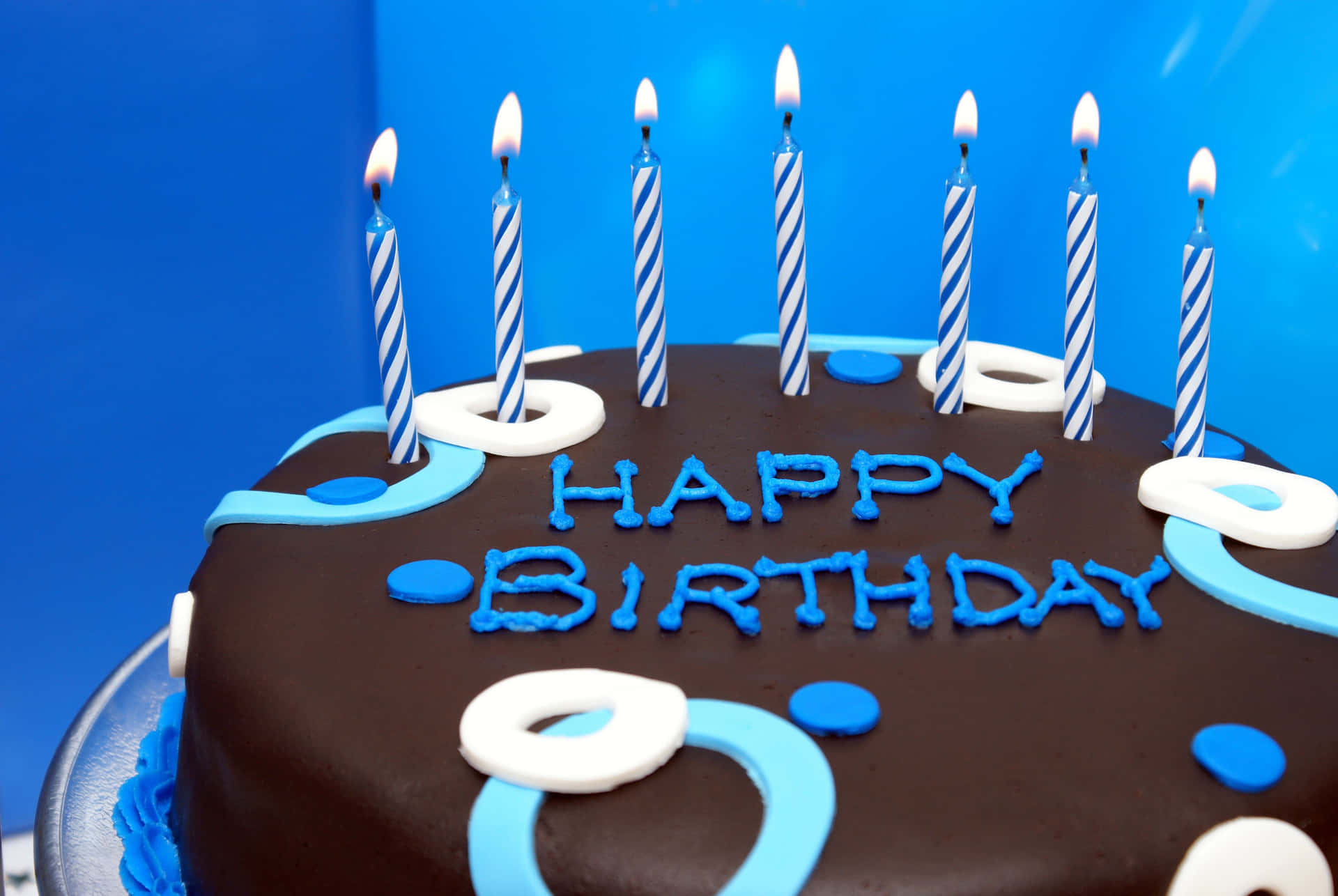 Blue Minimalist Fondant Birthday Cake Background