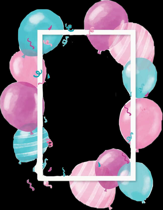 Birthday Balloons Frame Template PNG