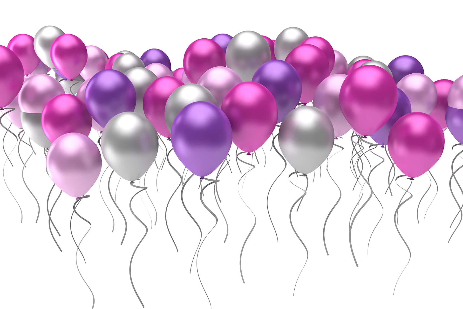 Balõesde Aniversário Em Roxo E Prata Numa Imagem Estética.
