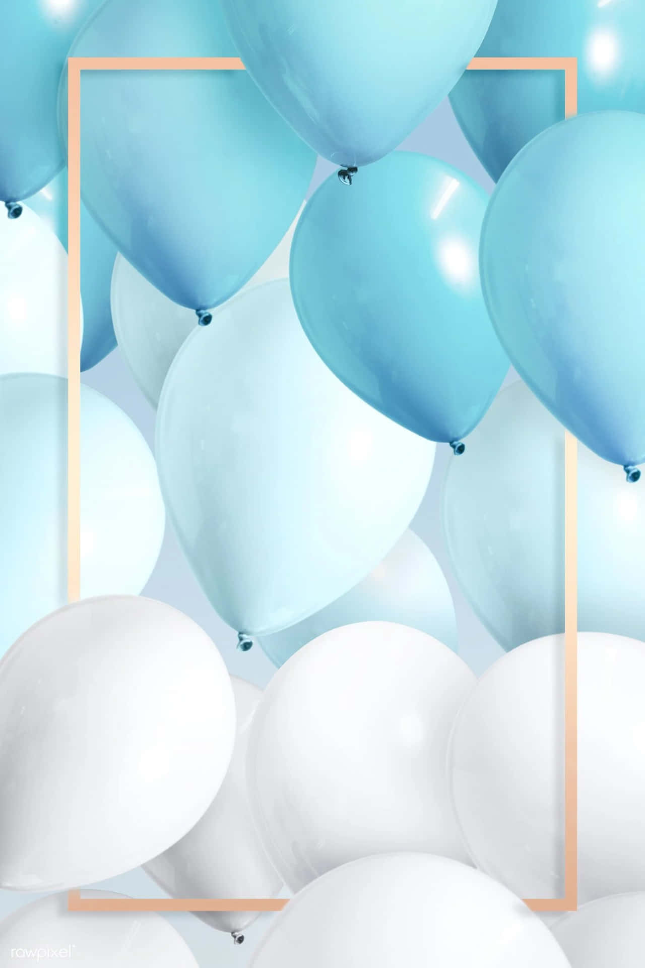 Geburtstagsballonsgerahmtes Bild In Blau Und Weiß