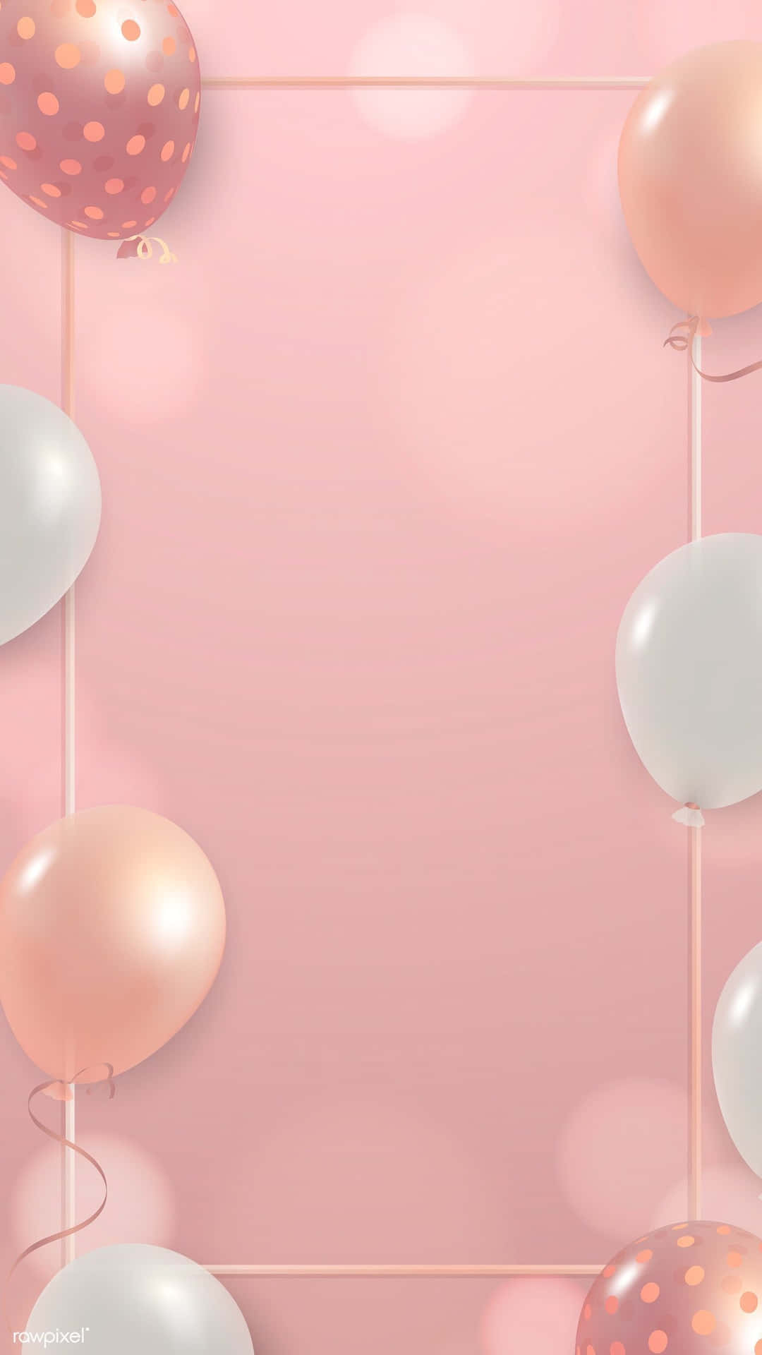 Birthday Balloons With Border Pink Aesthetic Picture