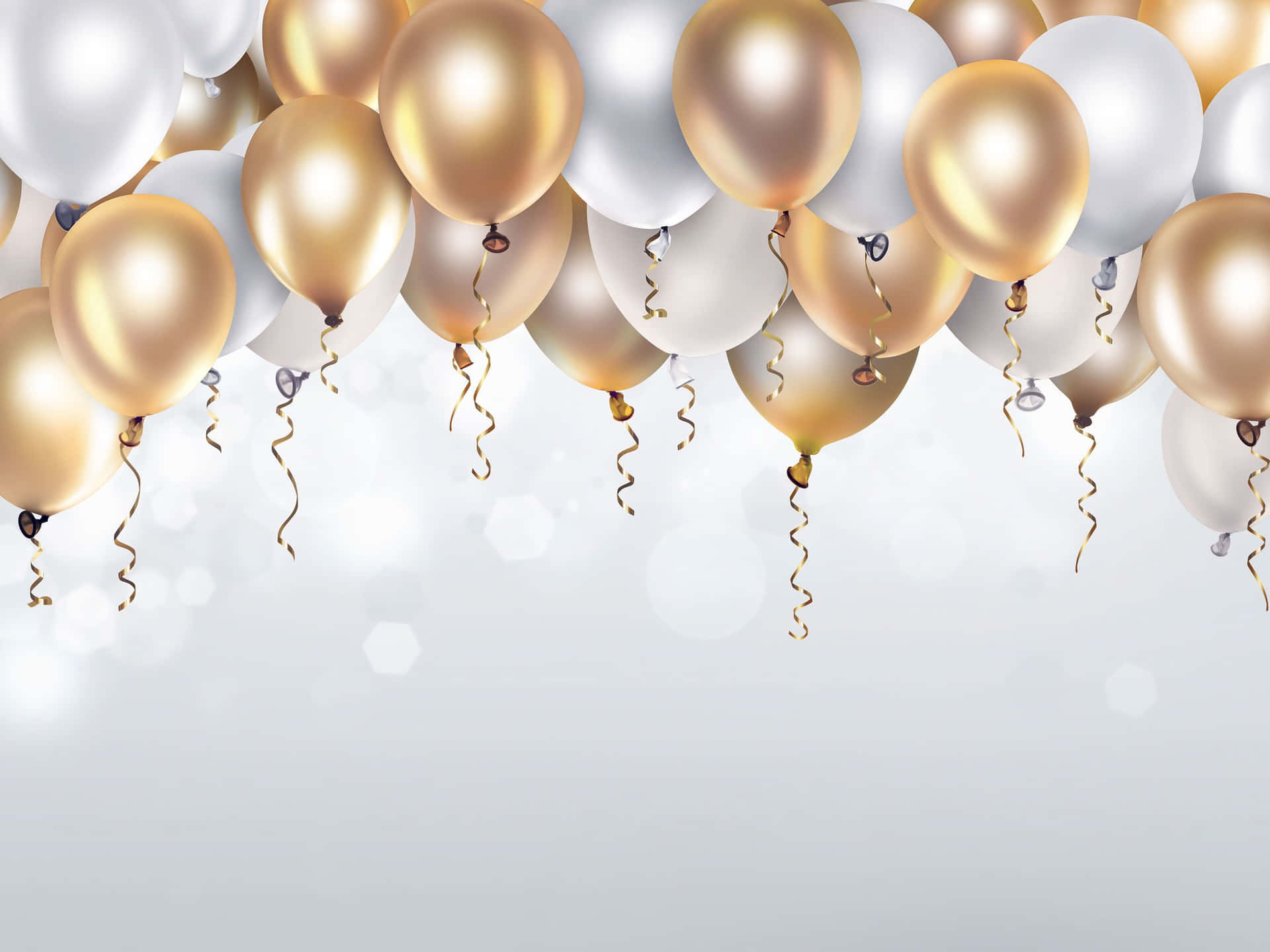 Fødselsdagsballoner hvid og guld billede