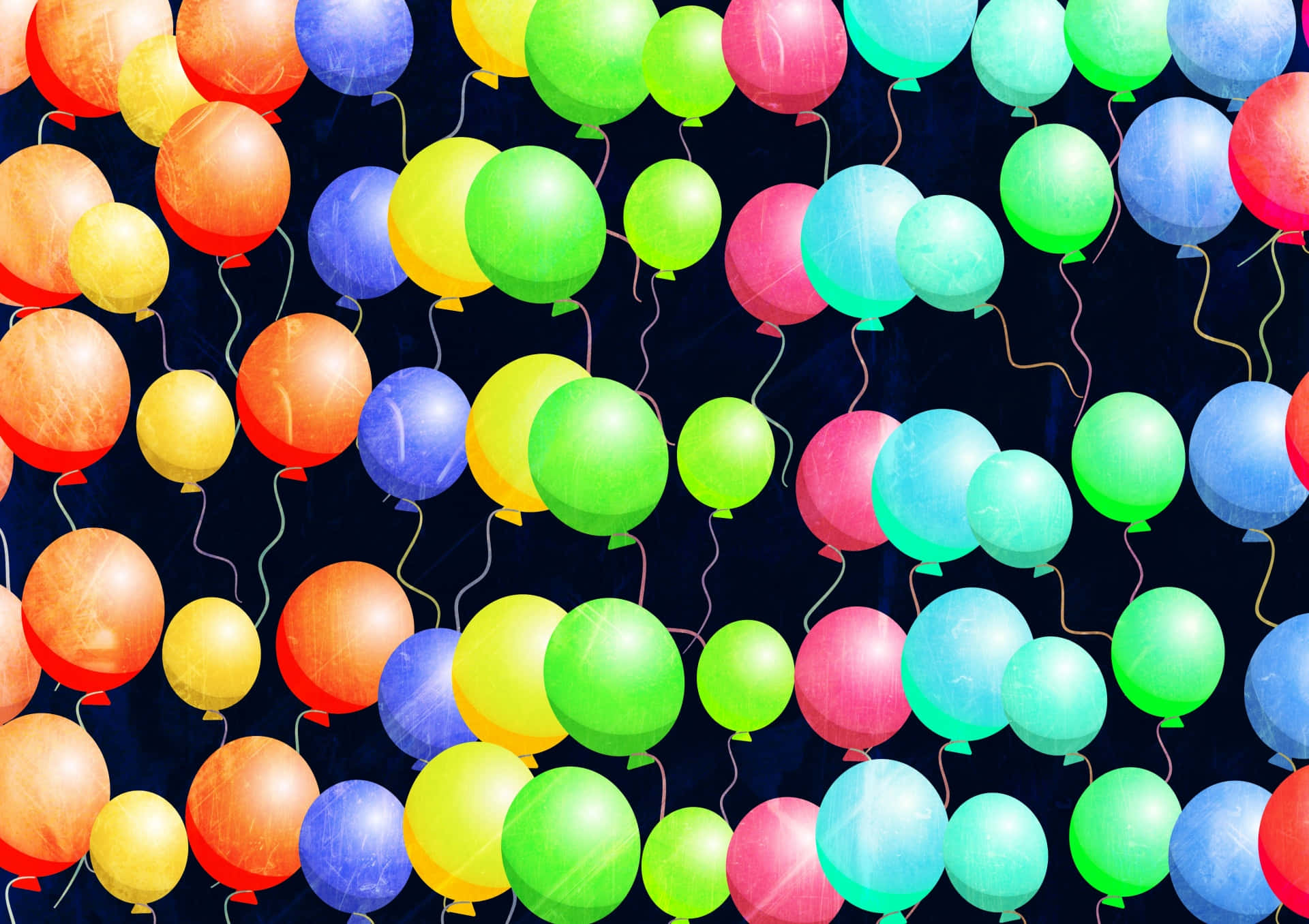 Geburtstagsballonscartoon Auf Schwarzem Hintergrundbild