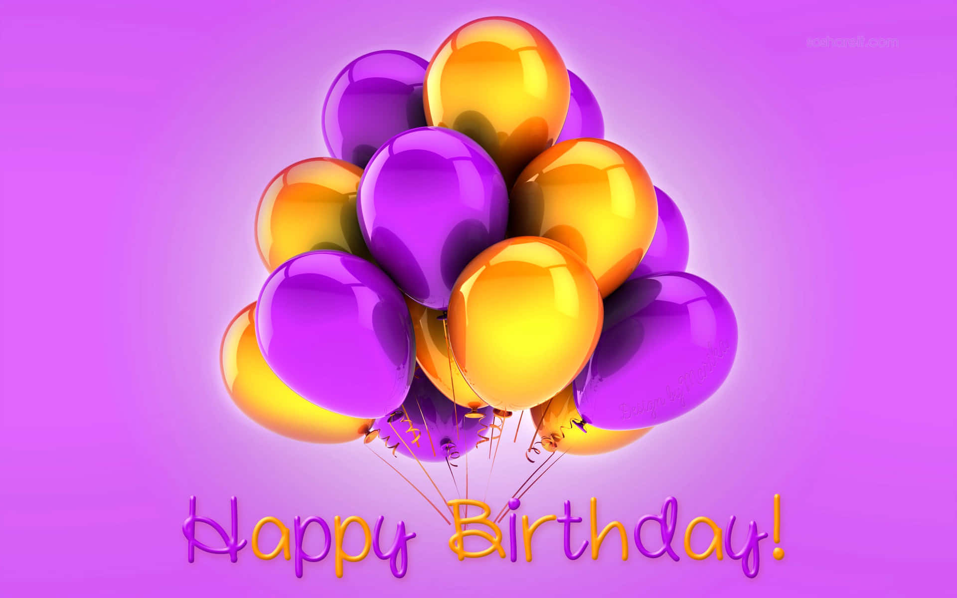 Fødselsdagsballoner lilla og gul glade fødselsdagsbillede