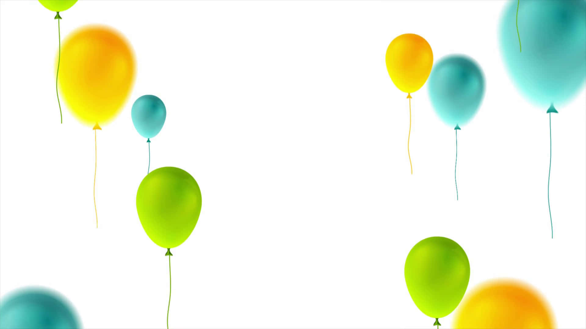Geburtstagballons Gelb Und Grün Auf Schlichtem Weißem Bild